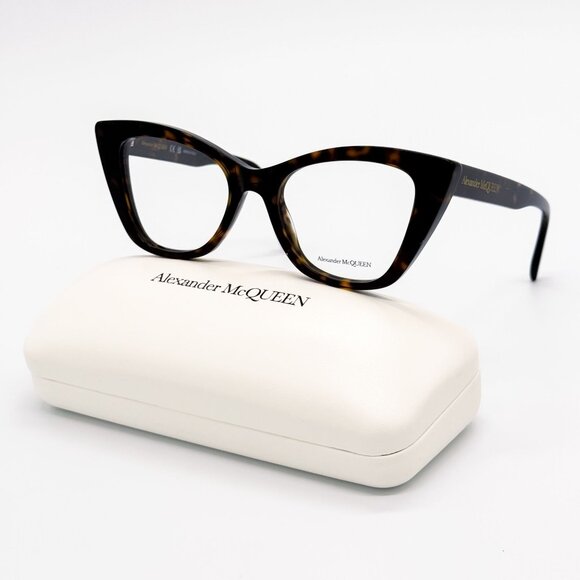 NEW ALEXANDER MCQUEEN EYEGLASSES AM0305O 002 CAT EYE HAVANA WOMEN EYEWEAR - Picture 1 of 9